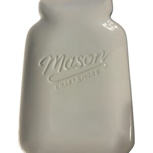 Mason Craft & More White Ceramic Jar Spoon Rest